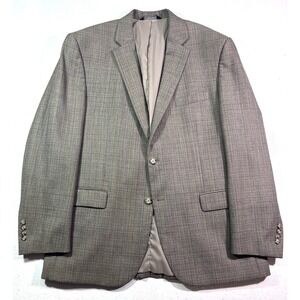 tan plaid Jos A Bank Traveler blazer jacket sport suit coat wool all season 46L